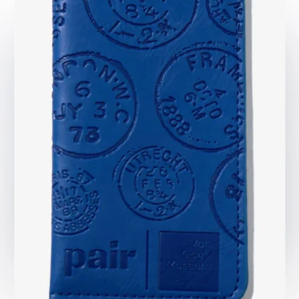 Blue Embossed Leather Glasses Case - Picture 3 of 3